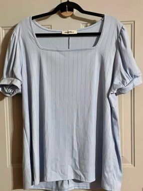 Haptics NWOT Light Blue Ribbed Square-Neck Women's Top Size 2x
